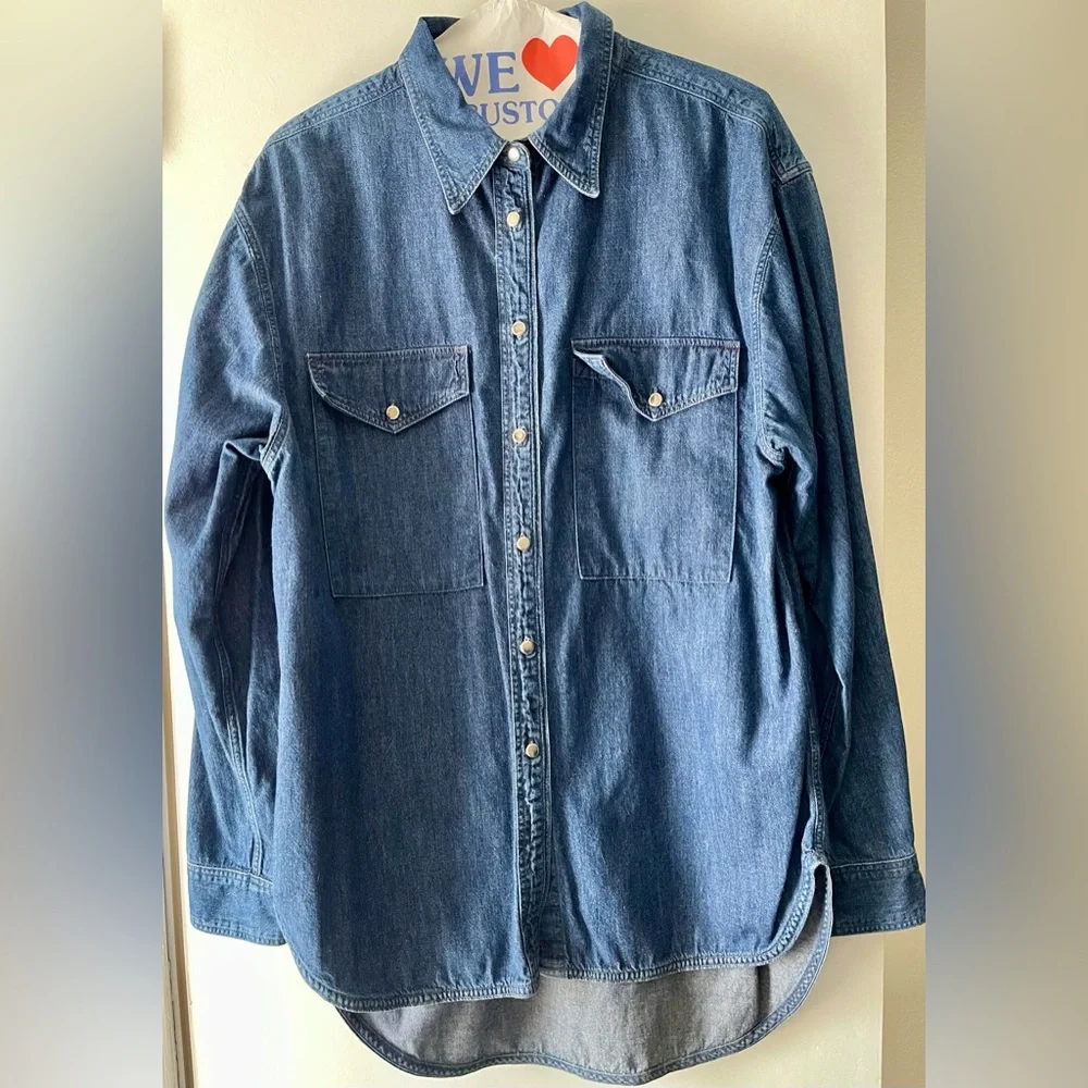 GOLDSIGN LADIES LARGE DENIM L/S SHIRT WITH SILVER TONE BUTTONS - Picture 1 of 4